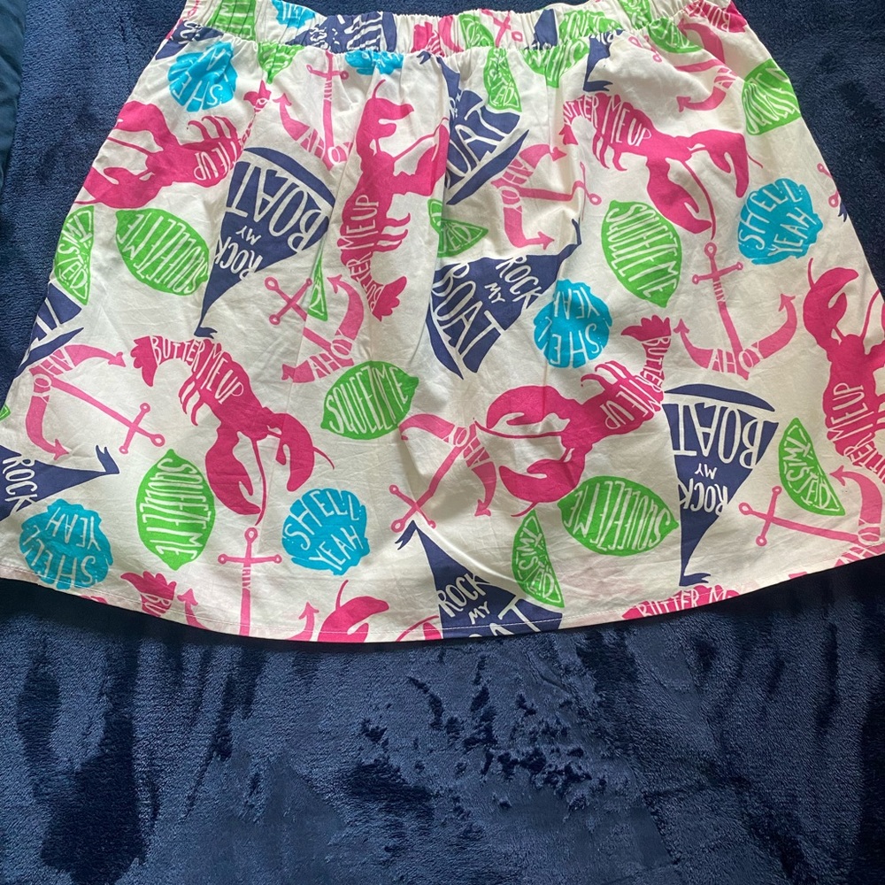 Lilly Pulitzer Women Skirt size SLobster Mimosa Pockets Button Front Pleated